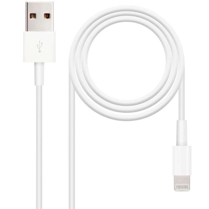 Cable nanocable usb 2.0 a iphone lightning - usb macho macho blanco 2m