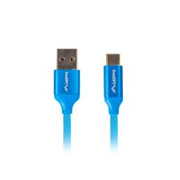 Cable usb lanberg 2.0 macho - usb tipo c macho quick charge 3.0 1m azul