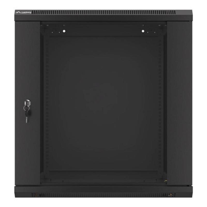 Armario lanberg mural rack 19pulgadas 12u - 600x600 auto ensamblado negro puerta de cristal