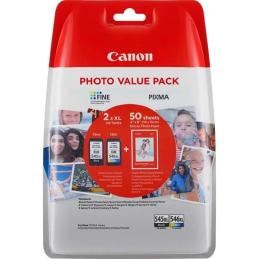 Multipack canon pg 545 xl+ cl 546 xl + papel 50 hojas