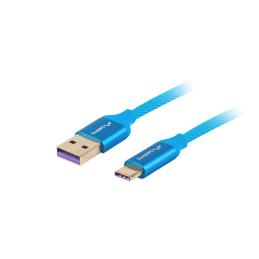 Cable usb lanberg 2.0 macho - usb tipo c macho 5a 1m azul