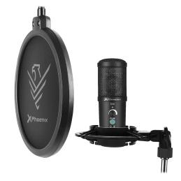 Kit microfono phoenix streamcast pro gaming conector usb - brazo articulado - filtro antipop y montura antivibración