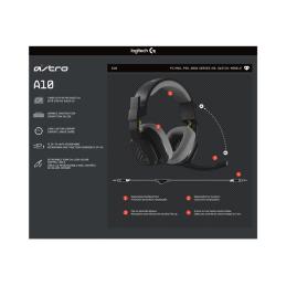 Auriculares con microfono logitech a10 astro gaming gen 2 jack 3.5mm negro