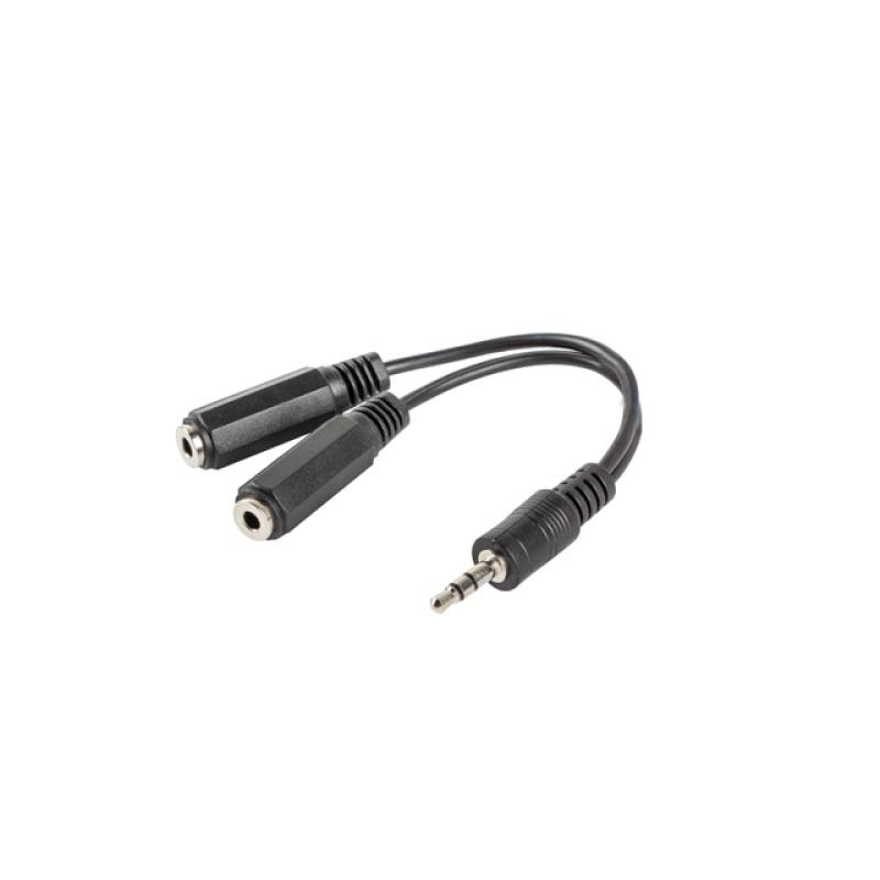 Adaptador lanberg jack stereo macho a jack stereo hembra x2 10 cm negro