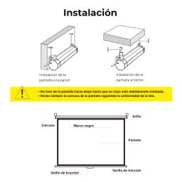 Pantalla manual videoproyector pared y techo phoenix 100´´ ratio 4:3 - 16:9 2m x 1.5m posicion ajustable - carcasa blanca - tela