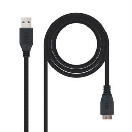 Cable usb 3.0 tipo a a micro usb tipo b nanocable 2m - macho - macho - negro