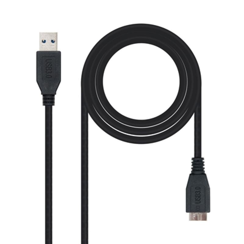 Cable usb 3.0 tipo a a micro usb tipo b nanocable 2m - macho - macho - negro