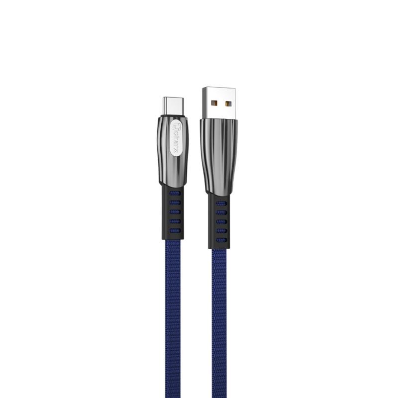 Cable qcharx florence usb a tipo c 3a - 1 m - zinc azul cordón plano premium