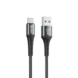 Cable qcharx lyon usb a tipo c 3a - 1 m - aleación de aluminio negro cordon metálico