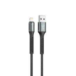 Cable qcharx prague usb a lightning 3a - 1 m - aleación de aluminio negro cordón de tela suave