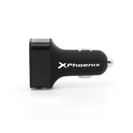 Cargador universal phoenix phcarcharger3usb para coche - mechero 5v - 3 x usb 7.2a negro acabado en silicona