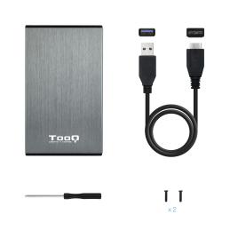 Caja externa tooq tqe - 2527g para hhd - ssd 2.5pulgadas 9.5mm sata usb 3.0 gris