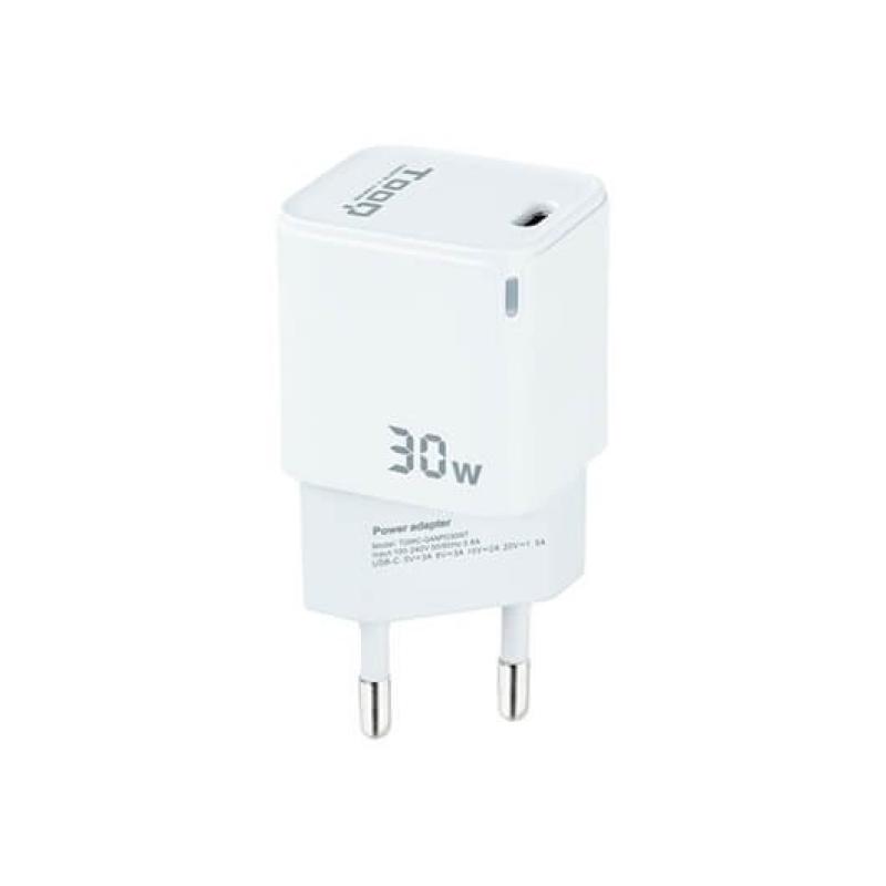 Cargador de pared tooq usb - c blanco 30w