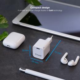 Cargador de pared tooq usb - c blanco 30w