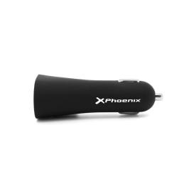Cargador universal phoenix phcarcharger2usb+ para coche - mechero 5v - 2 x usb 4.8a con luz led color negro acabado en silicona