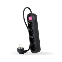 Regleta 4 tomas 1.4m con interruptor nanocable negro 4 tomas - 250v - proteccion