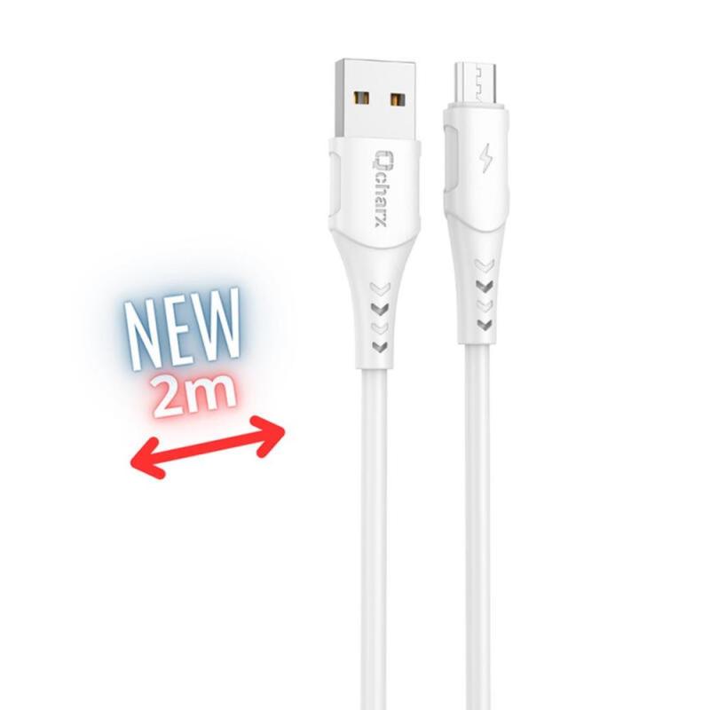 Cable qcharx athens micro usb a usb tipo a - 2m - pvc blanco