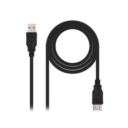 Cable usb tipo a 2.0 a usb tipo a 2.0 nanocable 1m - macho - hembra - negro