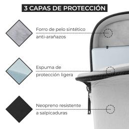 Funda neopreno phoenix para portátil 16pulgadas interior terciopelo gris