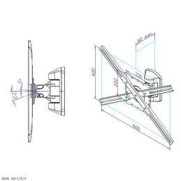 Soporte articulado de pared phoenix para pantalla tv rotacion giro e inclinacion 20º hasta 35 kg gris metalizado
