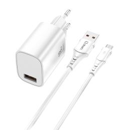 Kit cargador qcharx artemisia 3a 18w + cable usb a micro blanco