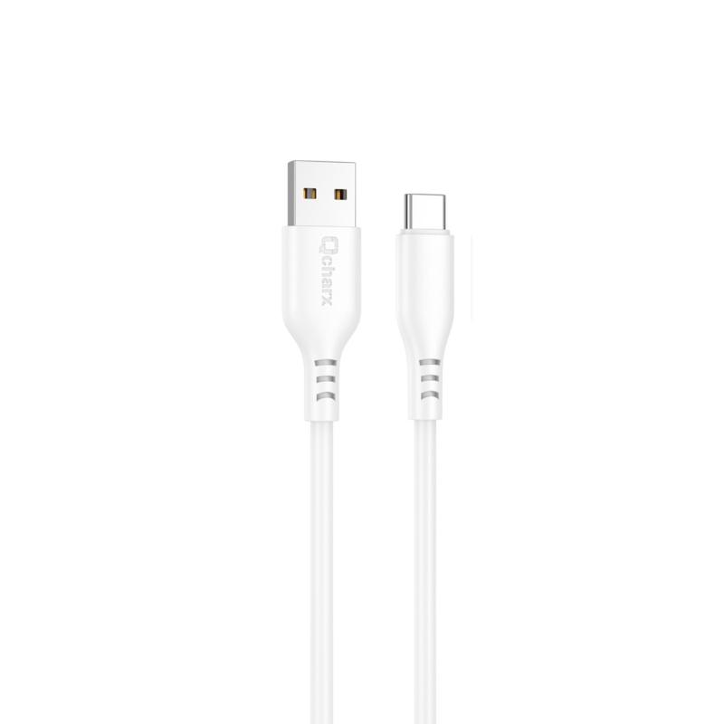 Cable qcharx tokyo usb a tipo c 3a - 1 m - silicona blanco tacto suave