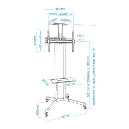 Soporte de suelo tooq para pantalla tv 37pulgadas - 70pulgadas negro fs1470m - b