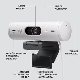 Webcam logitech brio 500 blanco crudo full hd - usb tipo c