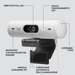 Webcam logitech brio 500 blanco crudo full hd - usb tipo c