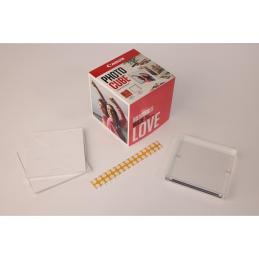 Papel canon pp - 201 5x5pulgadas (40 hojas) + marco fotos xlboom acrílico 13x13cm + photo cube white - creative pack love - pink