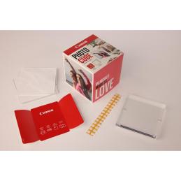 Papel canon pp - 201 5x5pulgadas (40 hojas) + marco fotos xlboom acrílico 13x13cm + photo cube white - creative pack love - pink