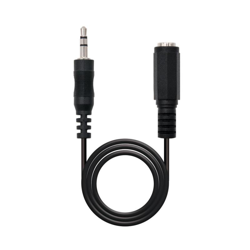 Cable audio jack - 3.5m a jack - 3.5h nanocable 5m - macho - hembra - negro