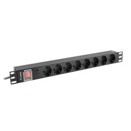 Regleta lanberg 1u 16a rack 19 8x schuko negro 2m