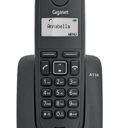 Telefono fijo inalambrico gigaset a116 negro 50 numeros agenda