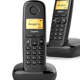 Telefono fijo inalambrico gigaset a270 duo negro 80 numeros agenda - 10 tonos - manos libres