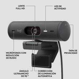 Webcam logitech brio 500 grafito full hd - usb tipo c