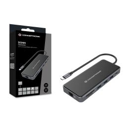 Adaptador conceptronic usb tipo c a gigabit ethernet rj45 - hdmi - vga - con hub usb 3 puertos - usb tipo c - lector de tarjetas