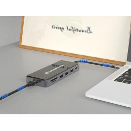 Adaptador conceptronic usb tipo c a gigabit ethernet rj45 - hdmi - vga - con hub usb 3 puertos - usb tipo c - lector de tarjetas