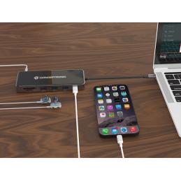 Adaptador conceptronic usb tipo c a gigabit ethernet rj45 - hdmi - vga - con hub usb 3 puertos - usb tipo c - lector de tarjetas