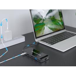 Adaptador conceptronic usb tipo c a gigabit ethernet rj45 - hdmi - vga - con hub usb 3 puertos - usb tipo c - lector de tarjetas