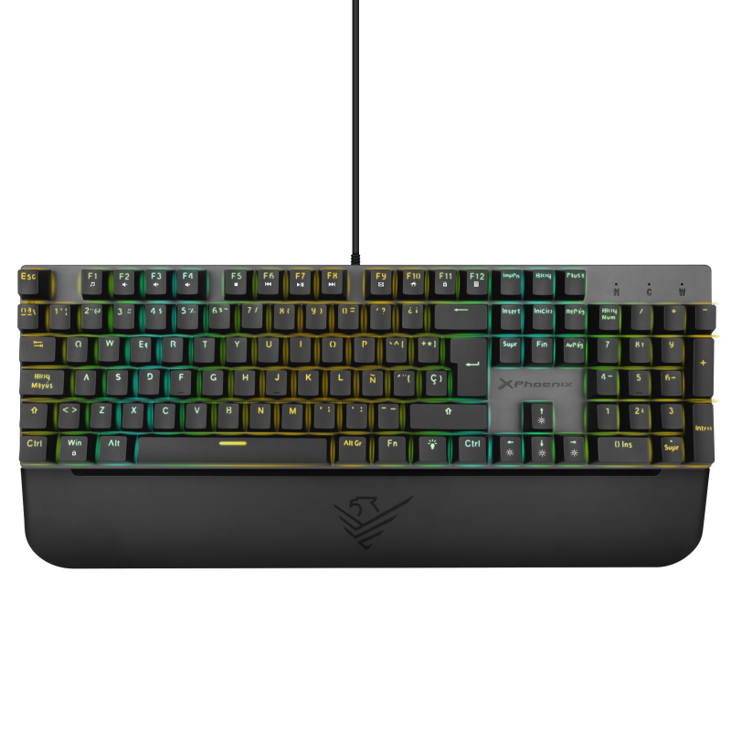 Teclado mecanico gaming phoenix mk1 elite full rgb configurable switches brown usb con reposamuñecas