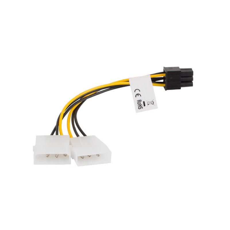 Cable lanberg alimentacion molex 2x macho a hembra btx 6 pin psu 15 cm