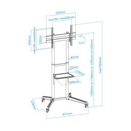 Soporte de suelo tv tooq fs1170m - b ramses 37pulgadas - 70pulgadas