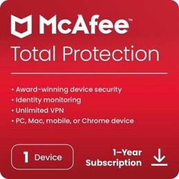 Antivirus mcafee total proteccion 1 dispositivo 1 año esd (descarga directa)