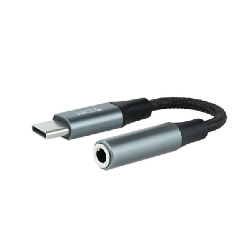 Cable adaptador usb tipo c a jack 3.5mm nanocable 0.11m - macho - hembra - gris