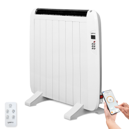 Yoevu radiador eléctrico bajo consumo. 8 elementos 1200 w de pared o pie 3 modos temporizador mando a distancia pantalla led bla