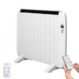 Yoevu radiador eléctrico bajo consumo. 10 elementos 1500 w de pared o pie 3 modos temporizador mando a distancia pantalla led bl