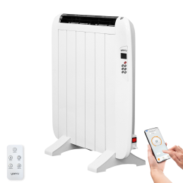Yoevu - radiador eléctrico bajo consumo. 4 elementos 900 w de pared o pie 3 modos temporizador mando a distancia pantalla led bl