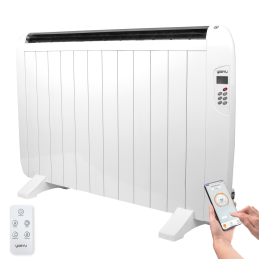 Yoevu radiador eléctrico bajo consumo. 12 elementos 1800 w de pared o pie 3 modos temporizador mando a distancia pantalla led bl