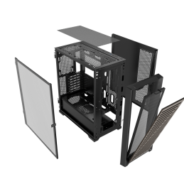 Caja phoenix artisan noble negra con frontal de madera atx cristal templado gaming cristal templado filtros antipolvo tipo c